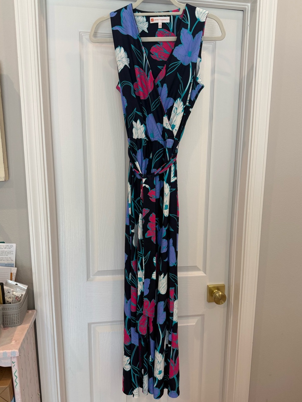 Jude Connally Navy Jumpsuit with Pink & Teal Floral Motif